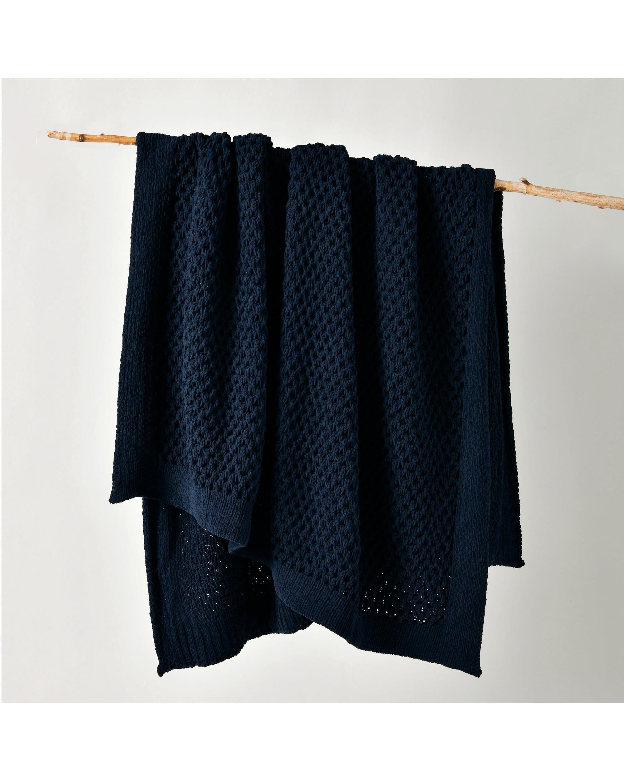 Bianca Bedding Blanket Bianca Australian SOFALA Throw Rug Polyester Chenille iNDIGO