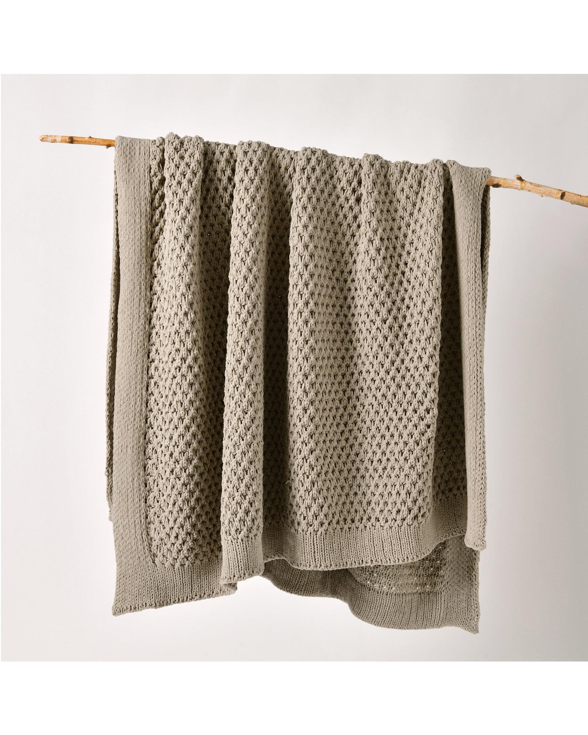 Bianca Bedding Blanket Bianca Australian SOFALA Throw Rug Polyester Chenille Taupe