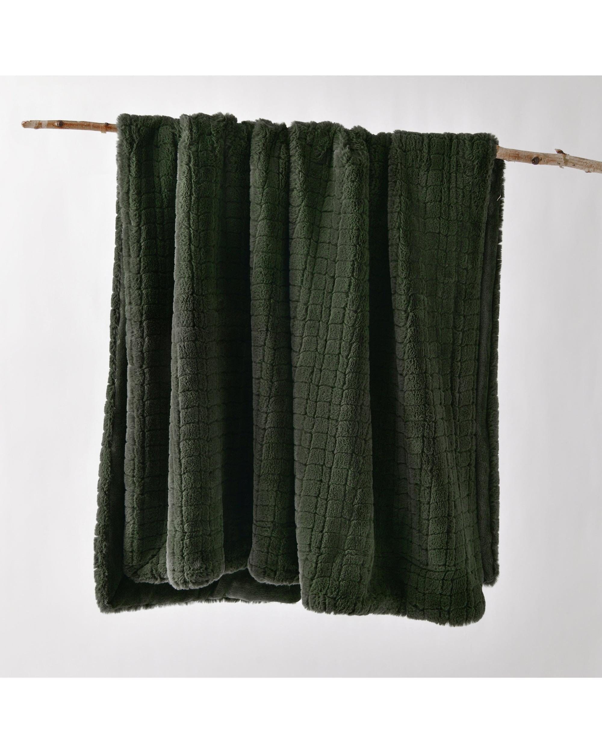 Bianca Bedding Blanket Bianca Australian TAMBAR Throw Rug Faux Fur Green