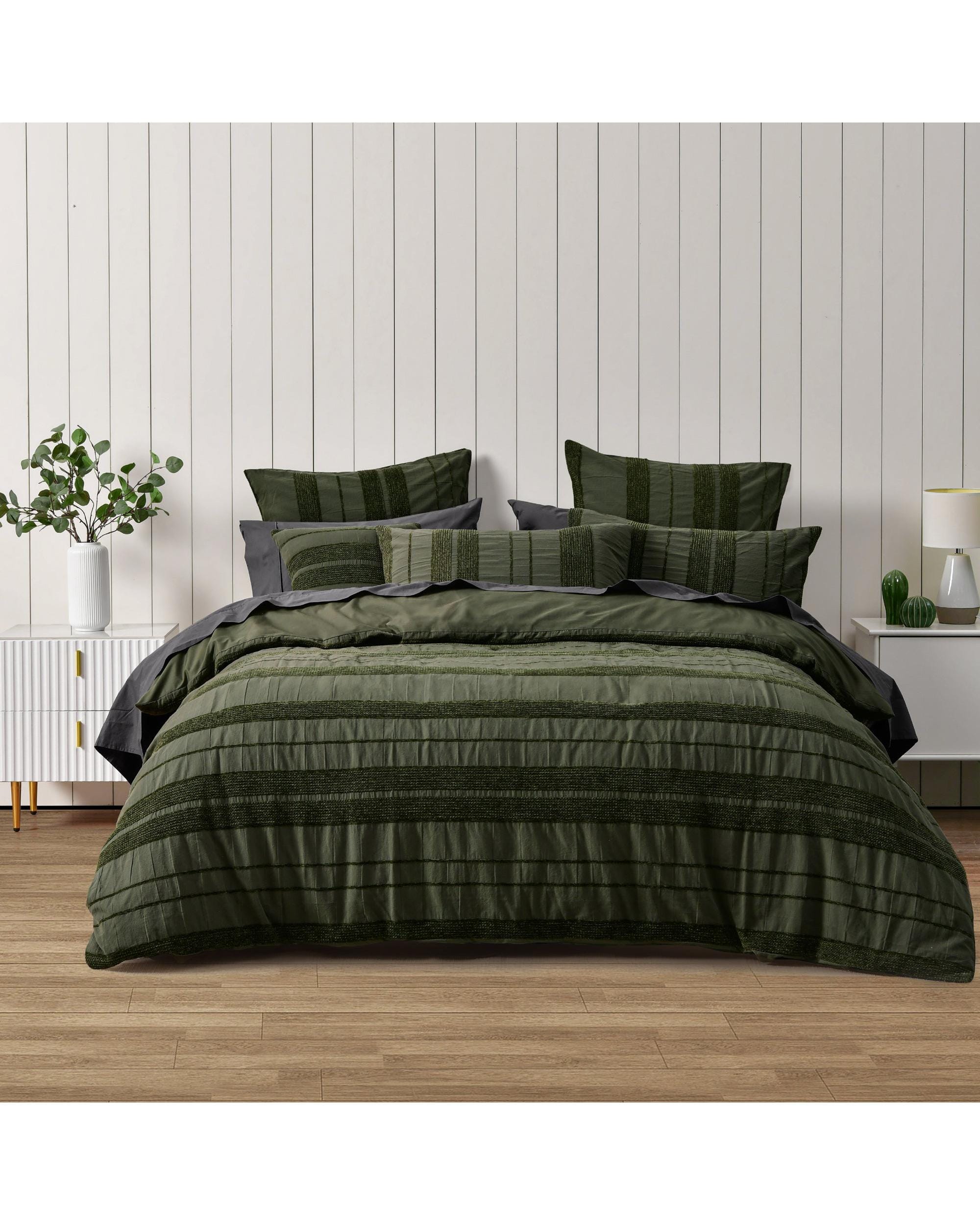 Bianca Bedding Quilt Cover Bianca Bedding AVERY Forest Green Quilt Cover Set