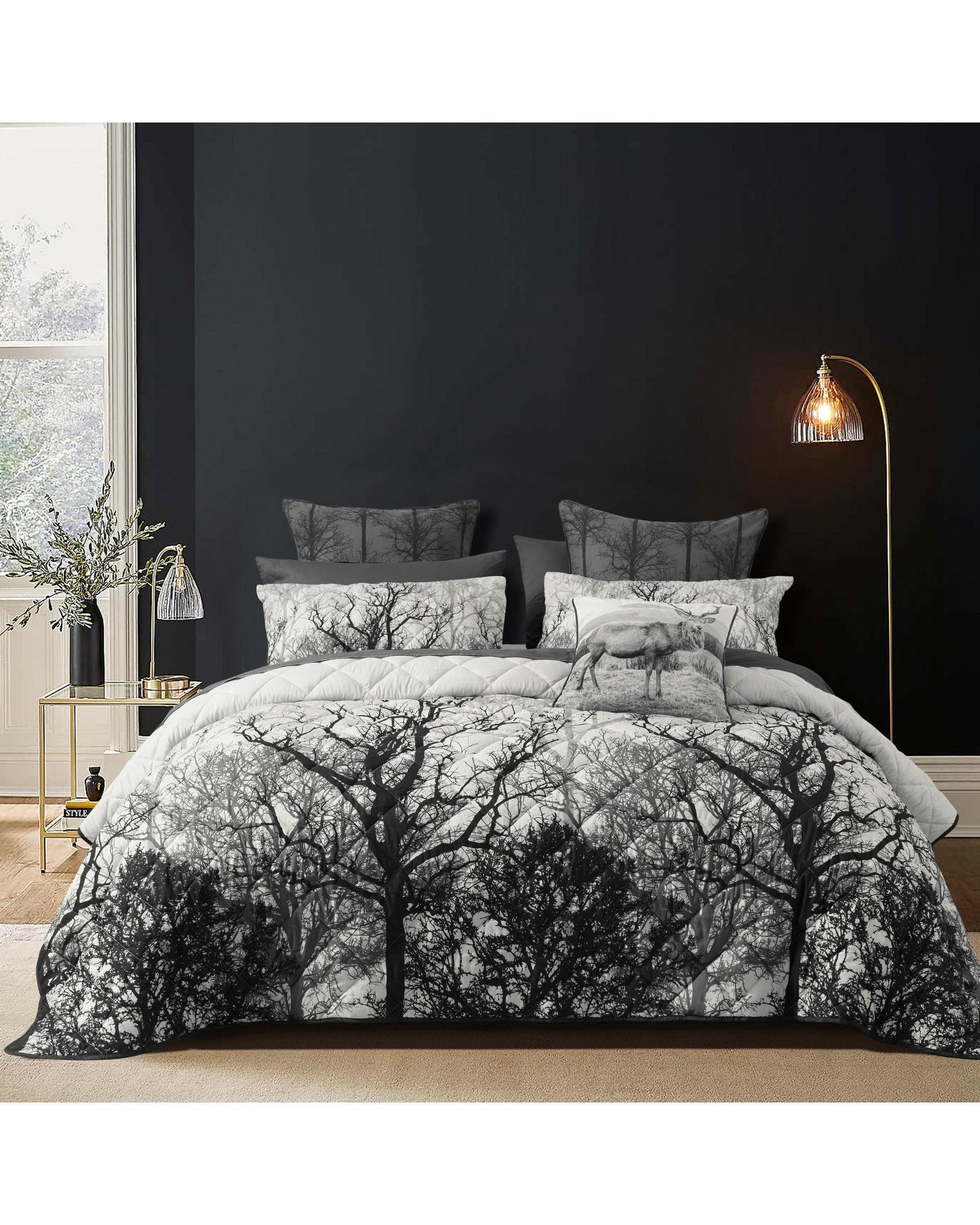 Bianca Bedding Coverlet Bianca Bedding BOSCAGE Black Polyester Coverlet Set