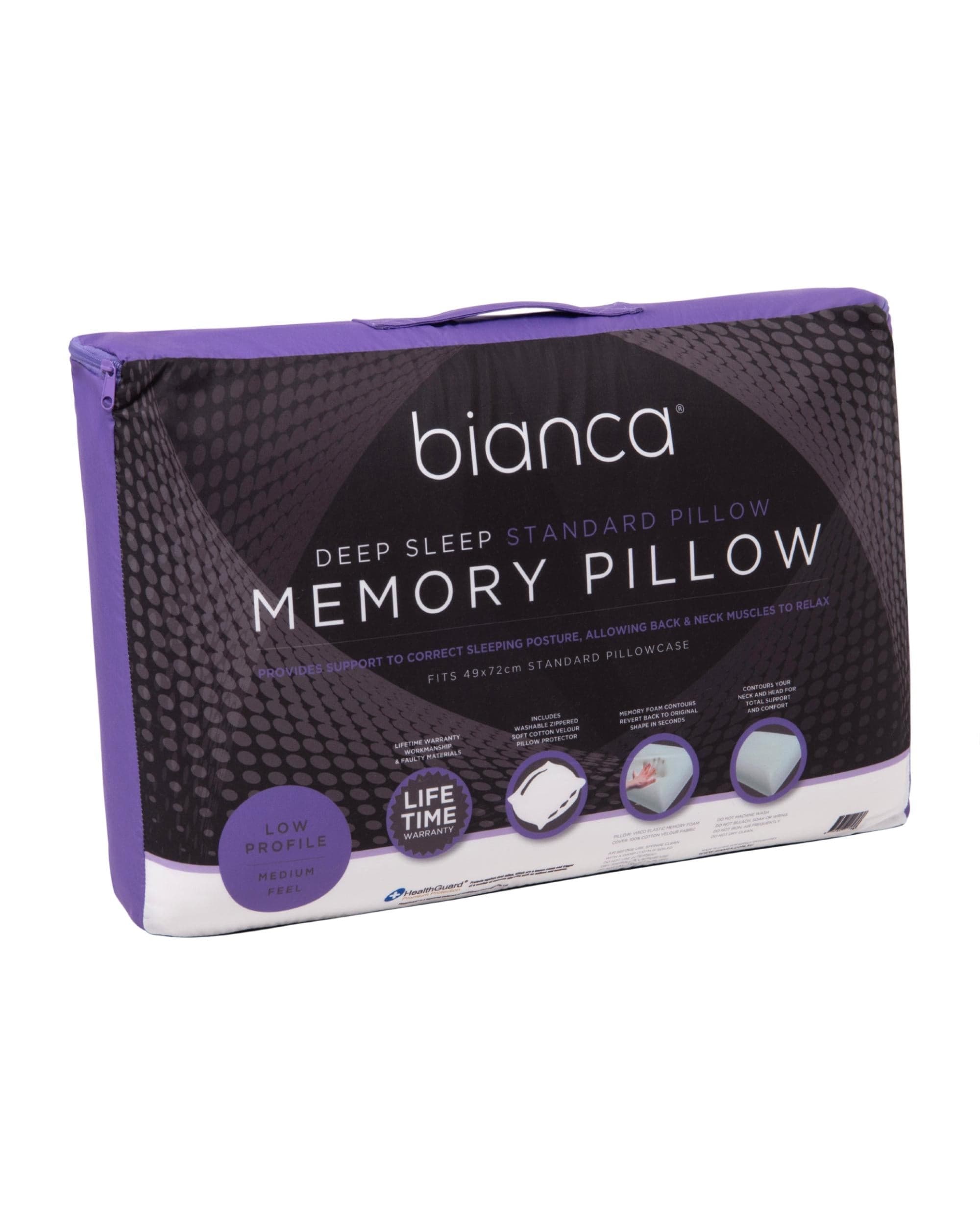 Bianca Bedding Pillows/Cushions Bianca Bedding DEEP SLEEP STANDARD MEMORY FOAM PILLOW LOW PROFILE