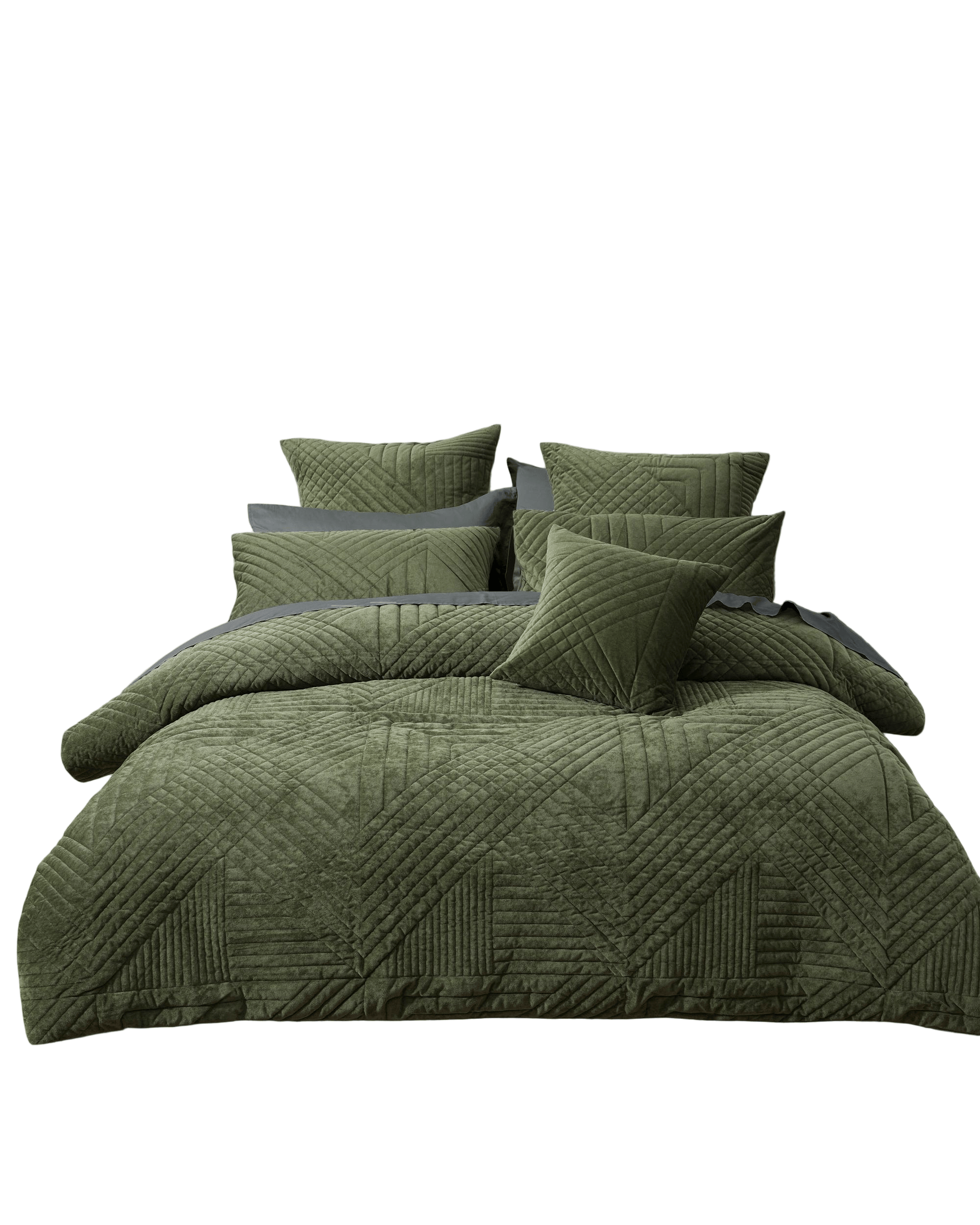 Bianca Bedding Quilt Cover Bianca Bedding NAVARRO Olive Polyester Velvet Quilt Cover Set