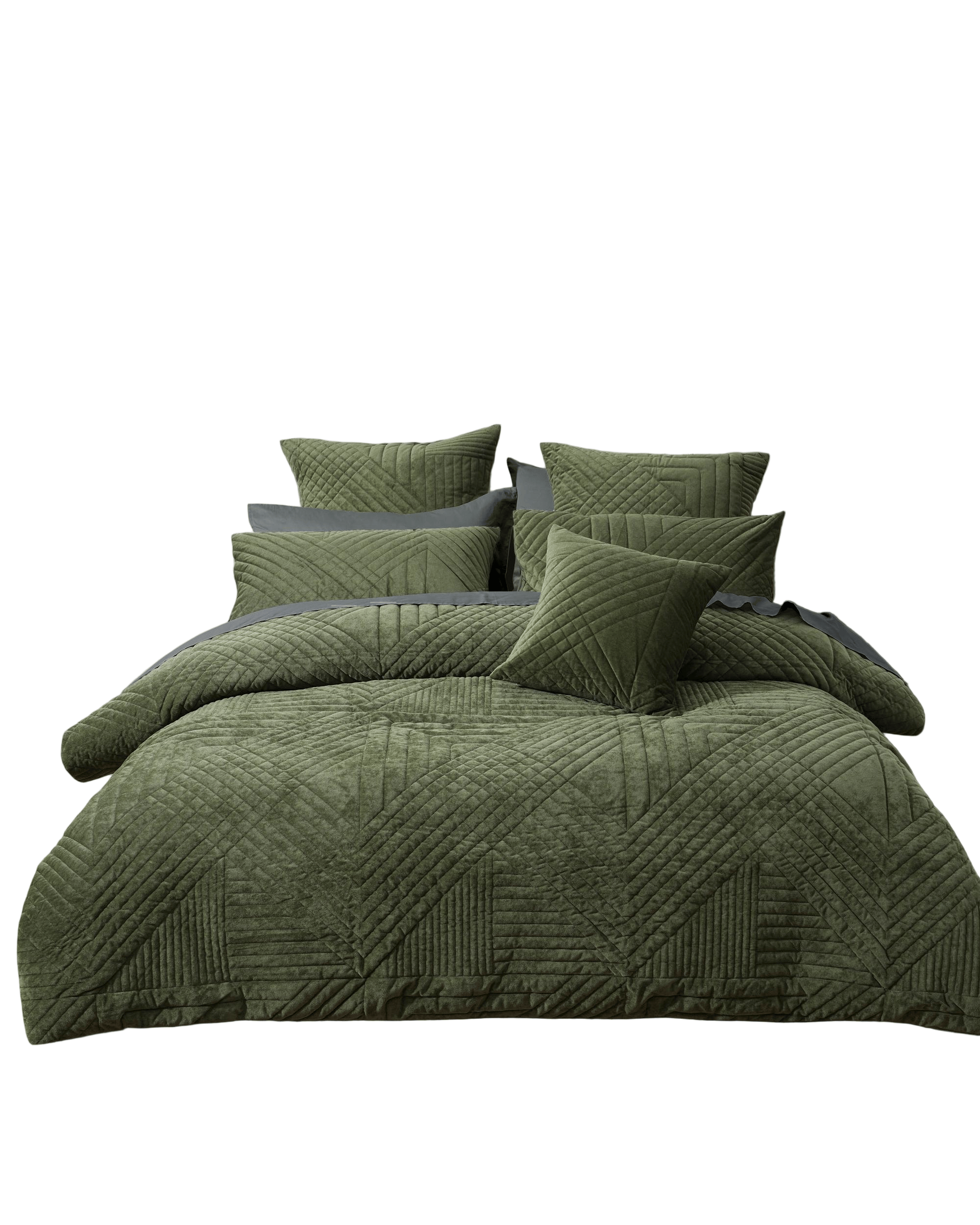 Bianca Bedding Quilt Cover Bianca Bedding NAVARRO Olive Polyester Velvet Quilt Cover Set