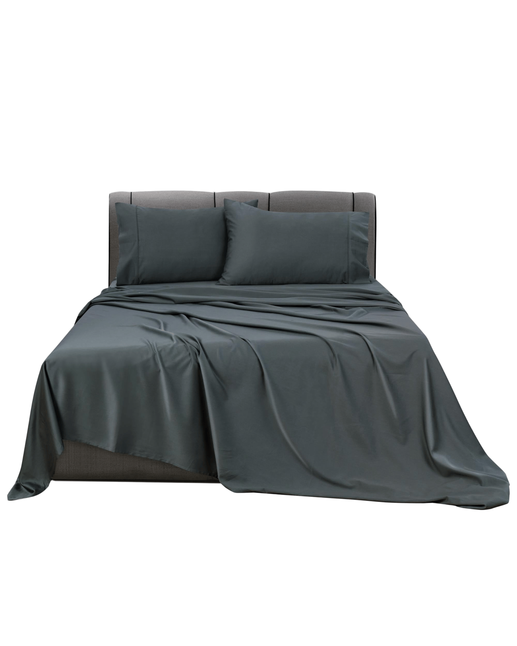 Bianca Bedding Bed Sheets Bianca Bedding Rosebank Extra Long, Extra Wide Flat 500 TC Bamboo/Cotton Sheet Set - Charcoal