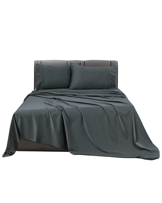 Bianca Bedding Bed Sheets Bianca Bedding Rosebank Extra Long, Extra Wide Flat 500 TC Bamboo/Cotton Sheet Set - Charcoal