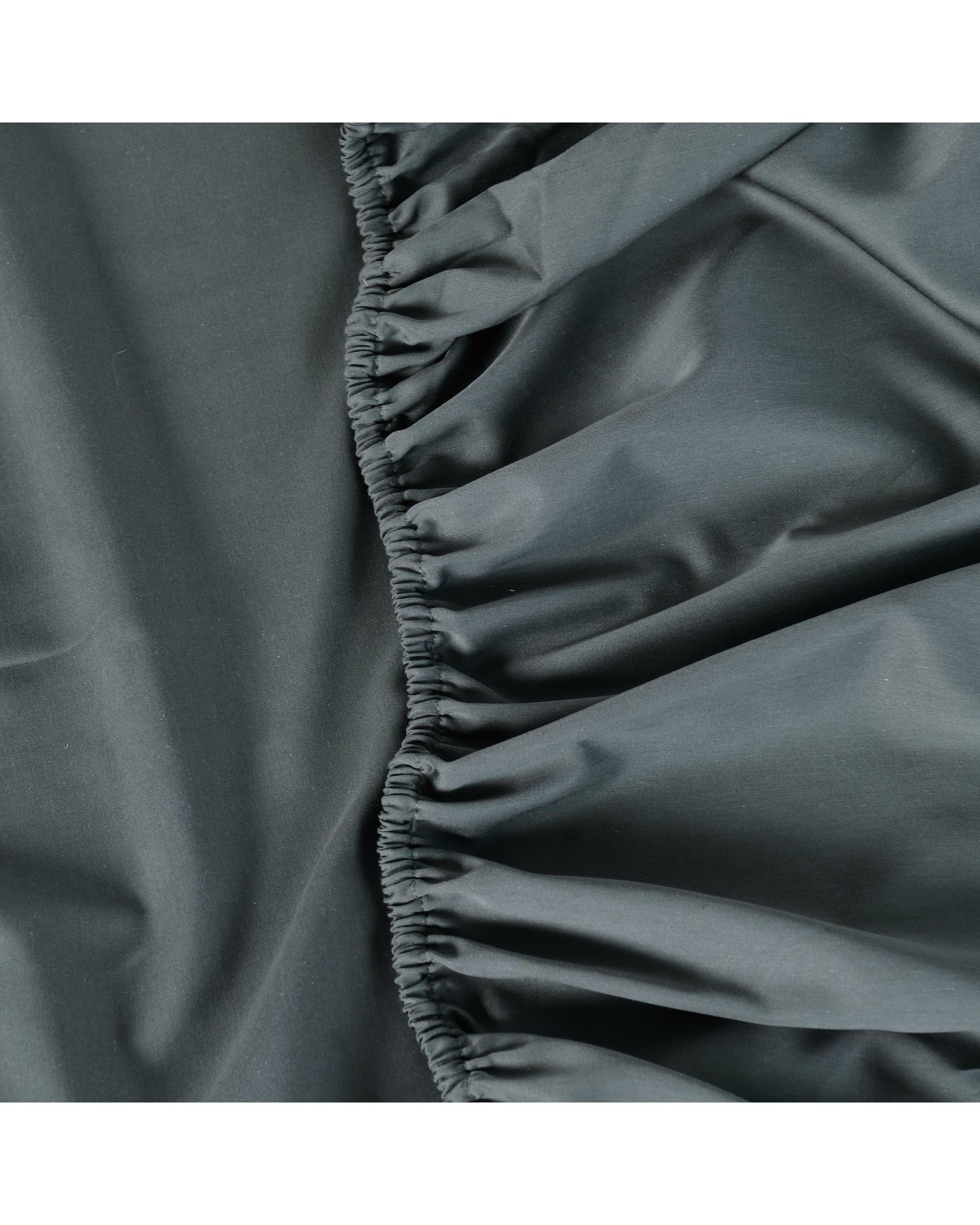 Bianca Bedding Bed Sheets Bianca Bedding Rosebank Extra Long, Extra Wide Flat 500 TC Bamboo/Cotton Sheet Set - Charcoal