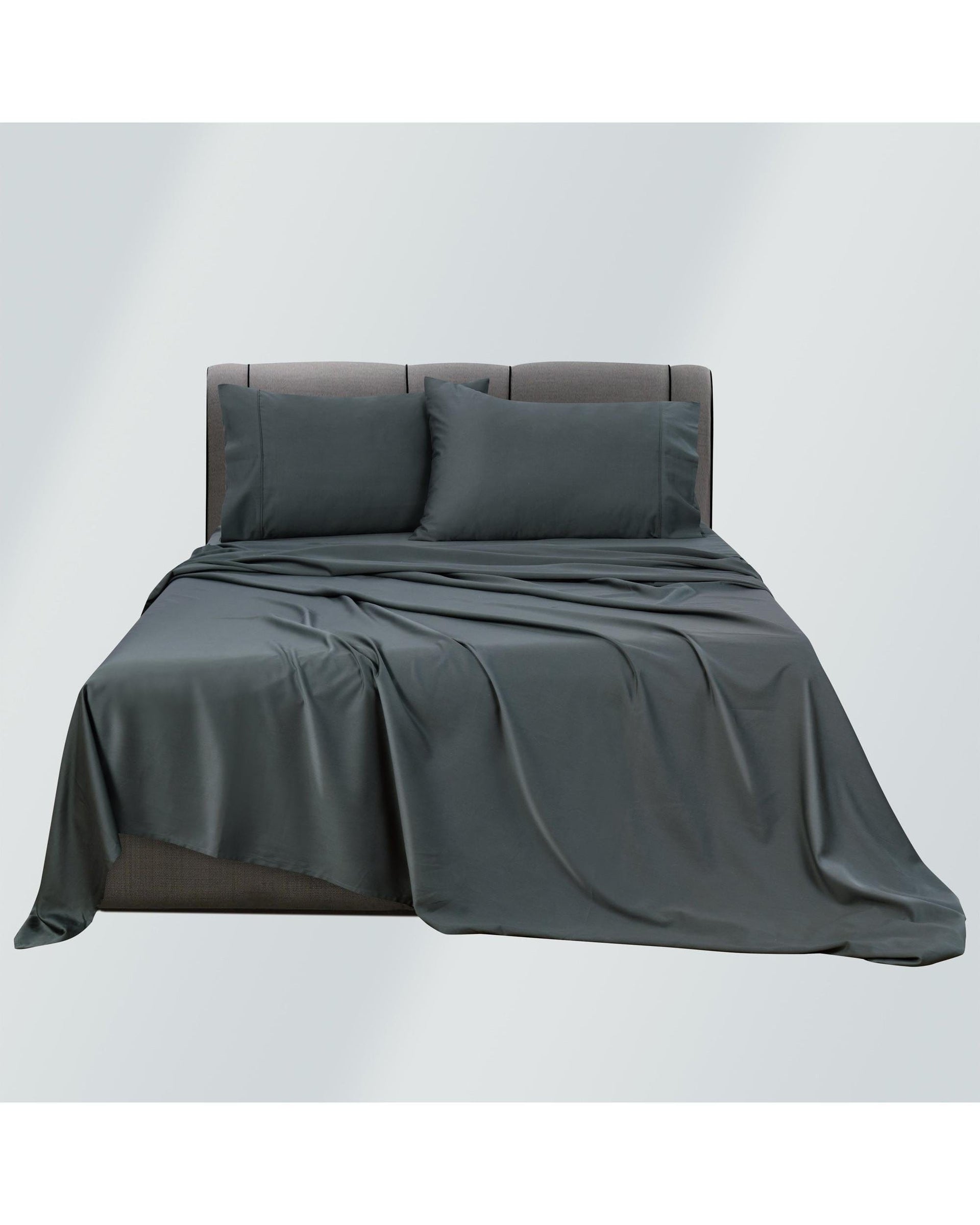Bianca Bedding Bed Sheets Bianca Bedding Rosebank Extra Long, Extra Wide Flat 500 TC Bamboo/Cotton Sheet Set - Charcoal