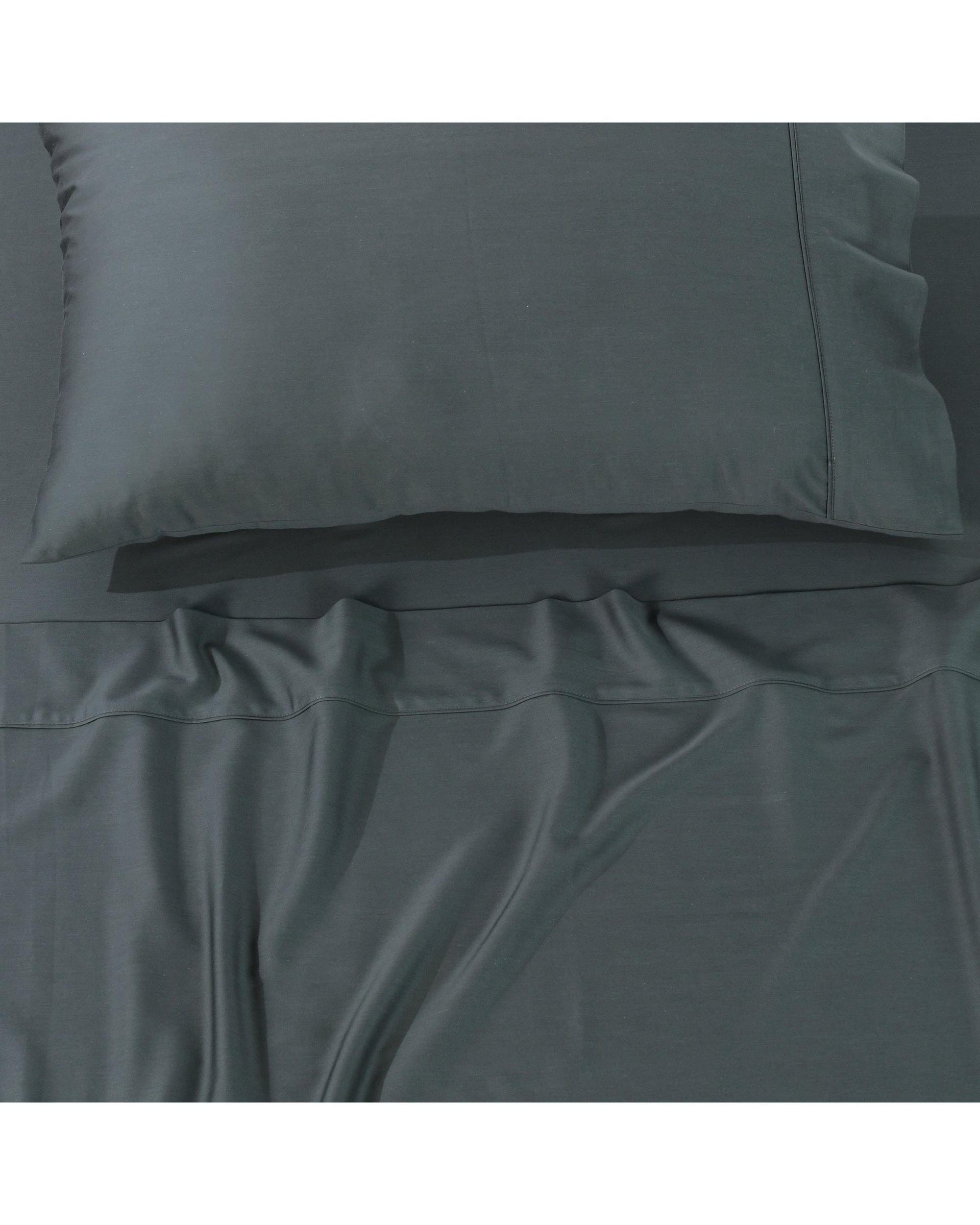 Bianca Bedding Bed Sheets Bianca Bedding Rosebank Extra Long, Extra Wide Flat 500 TC Bamboo/Cotton Sheet Set - Charcoal