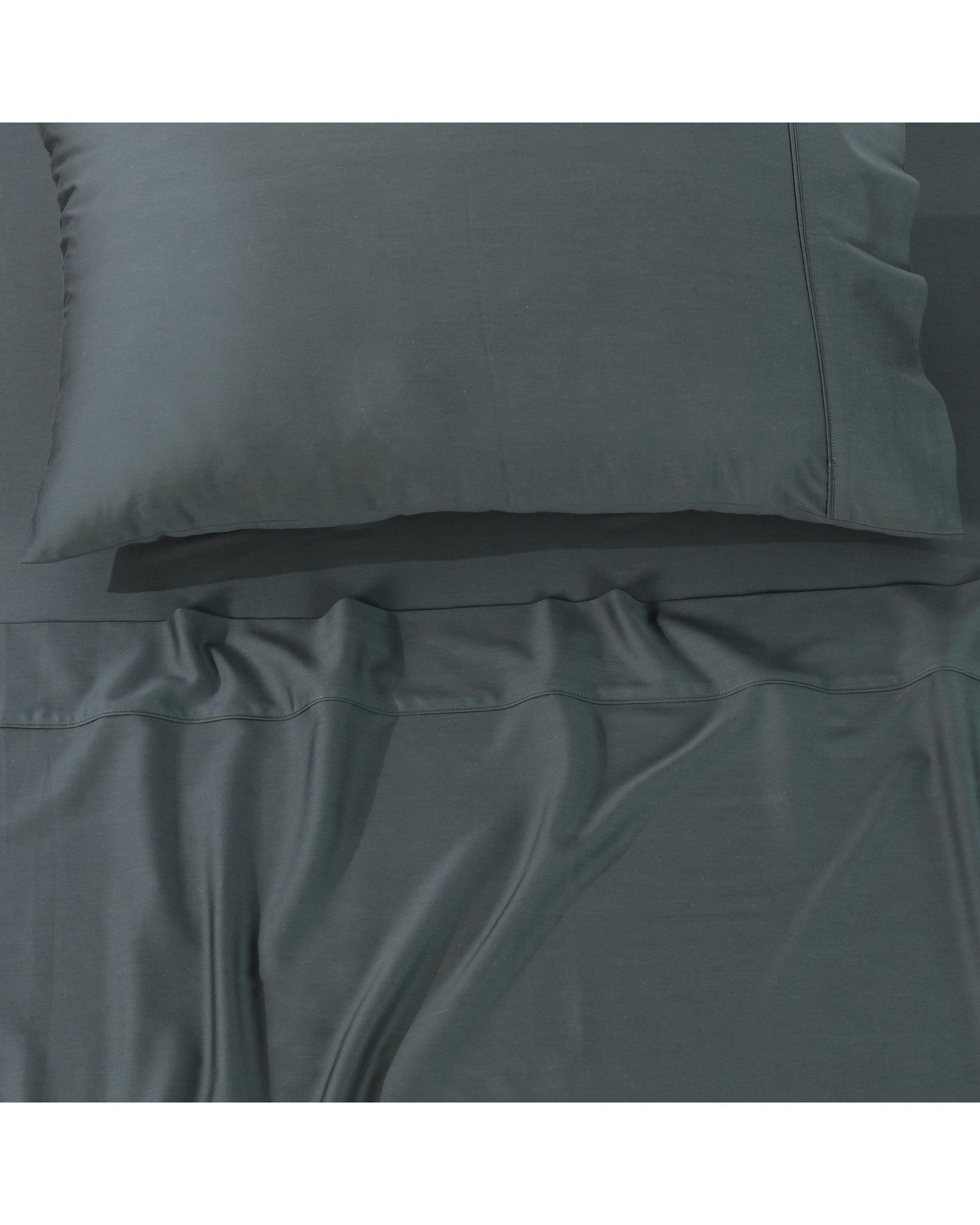 Bianca Bedding Bed Sheets Bianca Bedding Rosebank Extra Long, Extra Wide Flat 500 TC Bamboo/Cotton Sheet Set - Charcoal