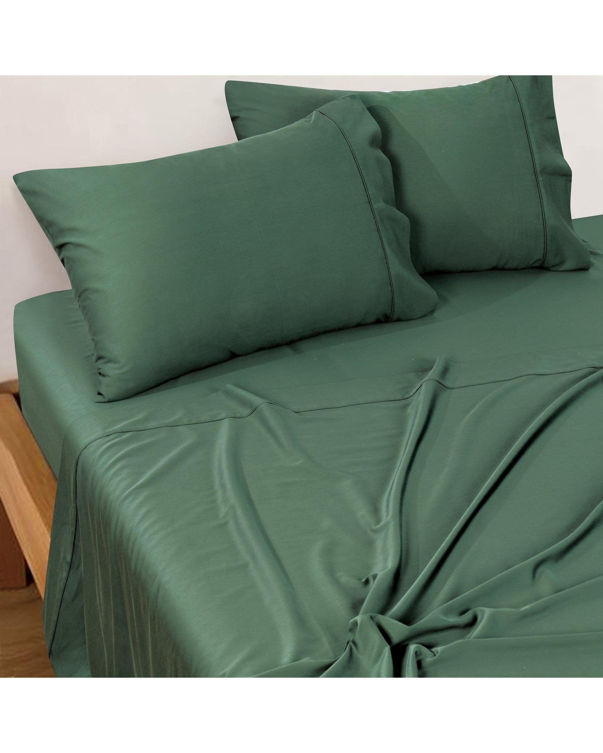Bianca Bedding Bed Sheets Bianca Bedding Rosebank Extra Long, Extra Wide Flat 500 TC Bamboo/Cotton Sheet Set - Green