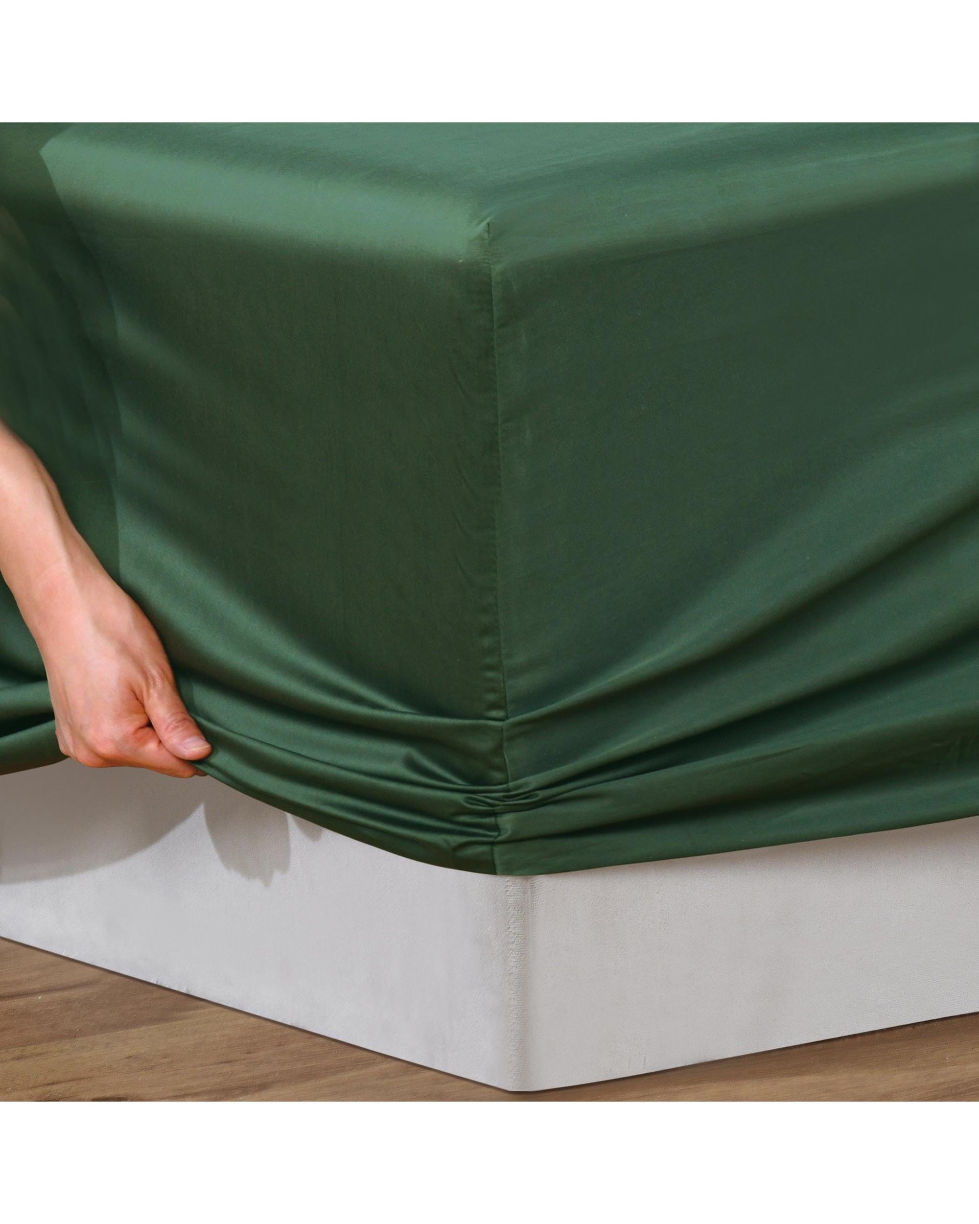 Bianca Bedding Bed Sheets Bianca Bedding Rosebank Extra Long, Extra Wide Flat 500 TC Bamboo/Cotton Sheet Set - Green