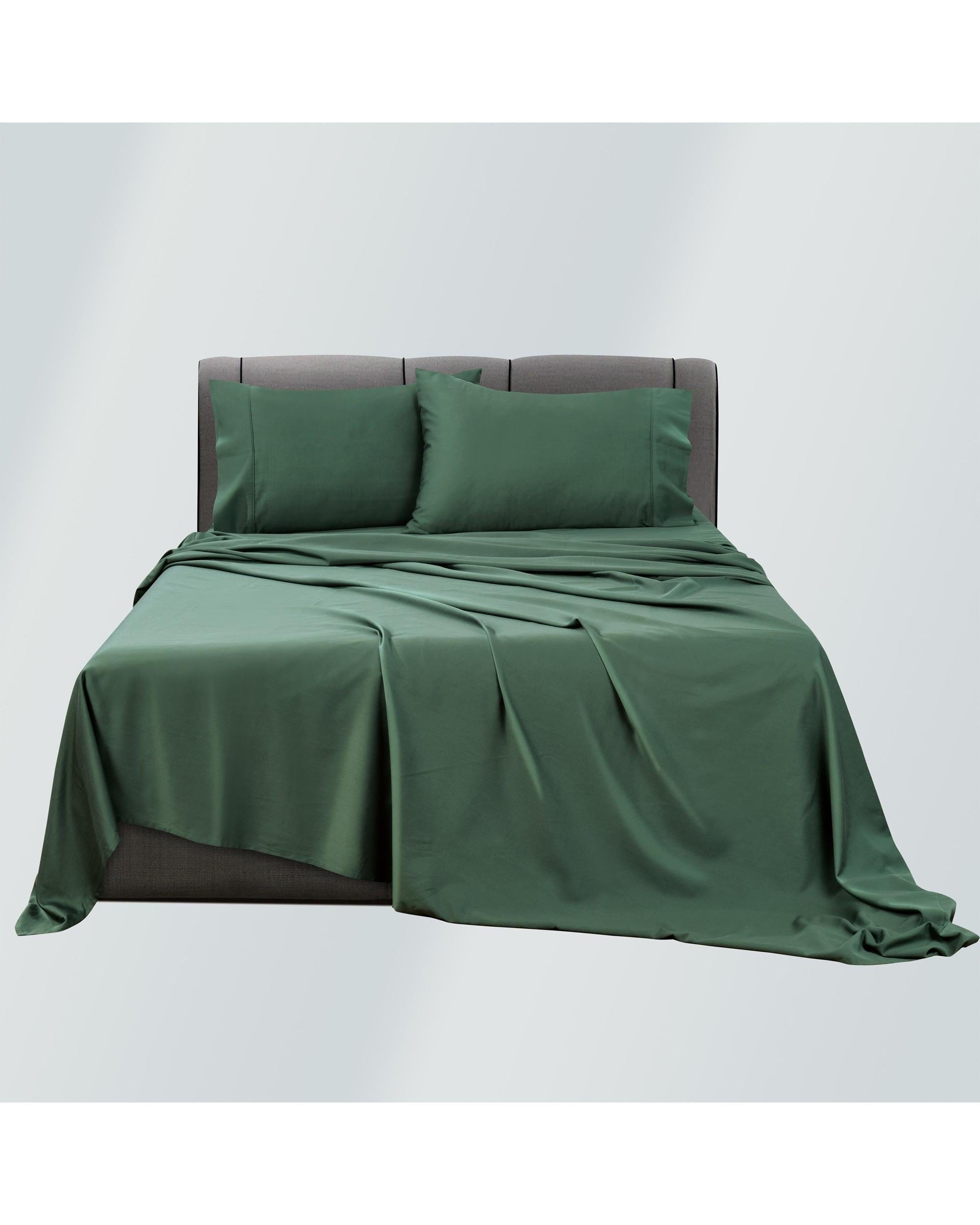 Bianca Bedding Bed Sheets Bianca Bedding Rosebank Extra Long, Extra Wide Flat 500 TC Bamboo/Cotton Sheet Set - Green