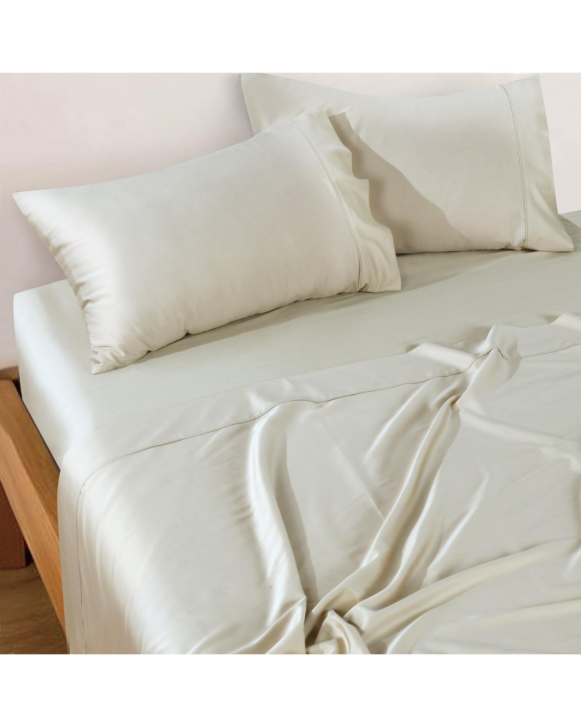 Bianca Bedding Bed Sheets Bianca Bedding Rosebank Extra Long, Extra Wide Flat 500 TC Bamboo/Cotton Sheet Set - Sand