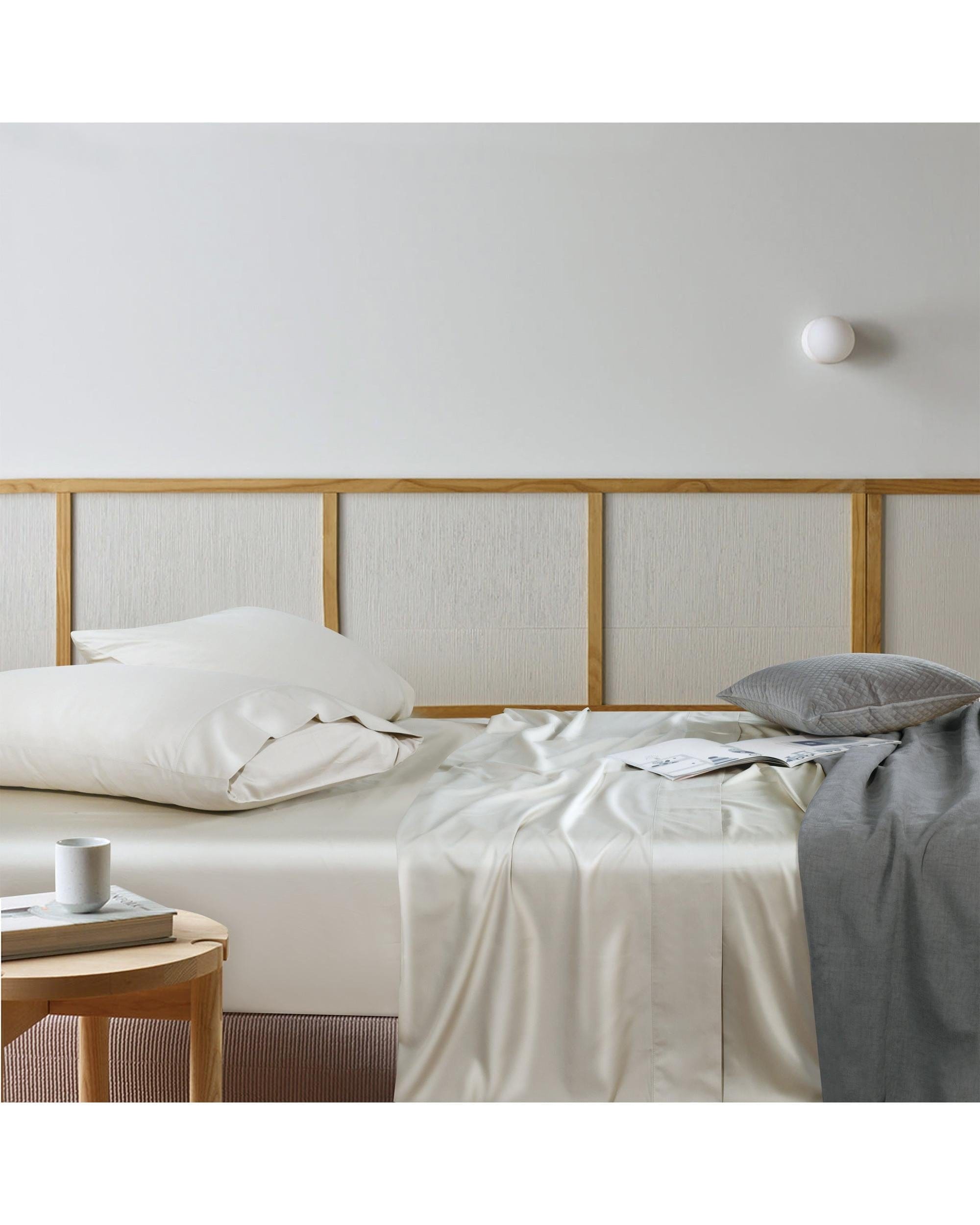 Bianca Bedding Bed Sheets Bianca Bedding Rosebank Extra Long, Extra Wide Flat 500 TC Bamboo/Cotton Sheet Set - Sand