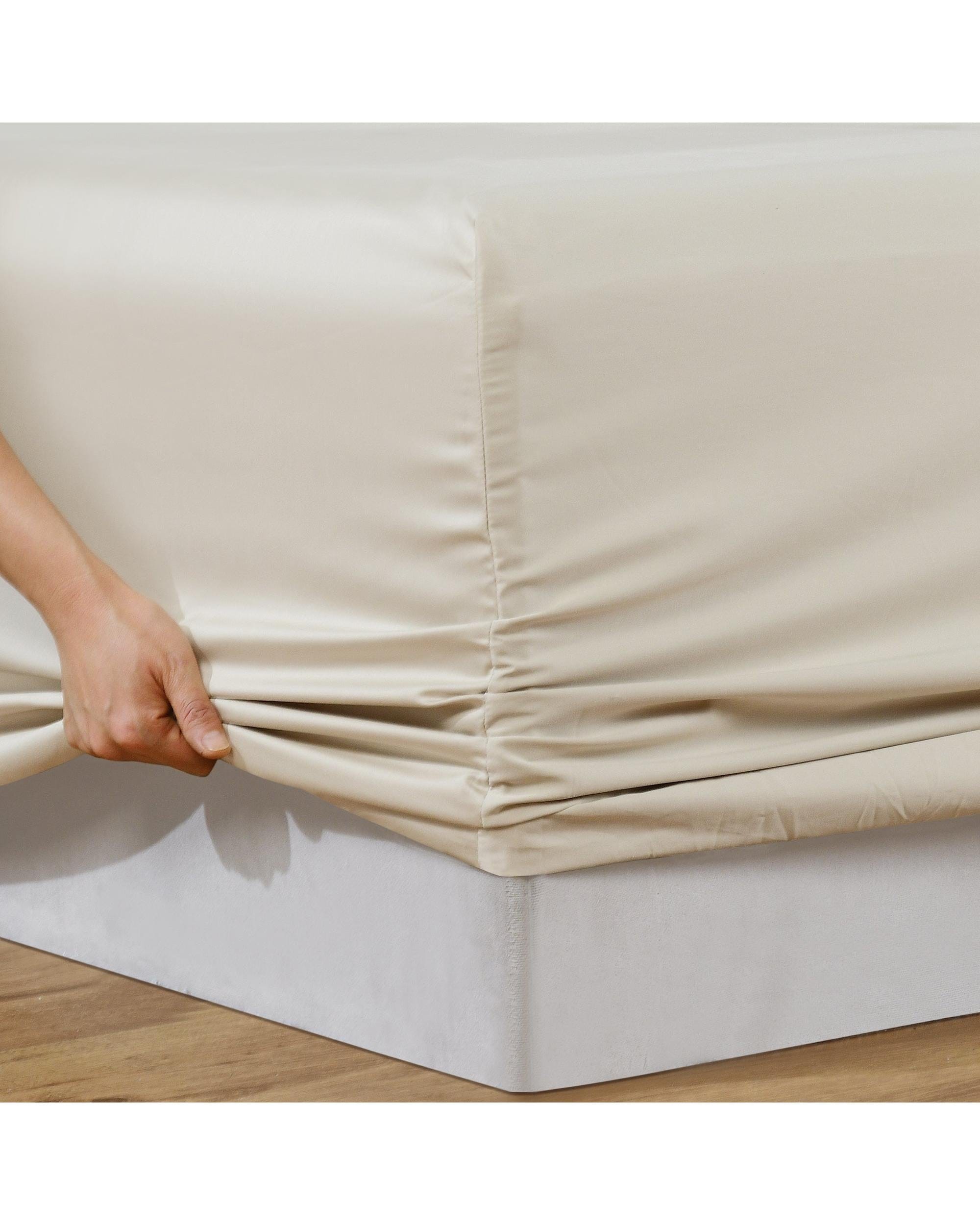 Bianca Bedding Bed Sheets Bianca Bedding Rosebank Extra Long, Extra Wide Flat 500 TC Bamboo/Cotton Sheet Set - Sand