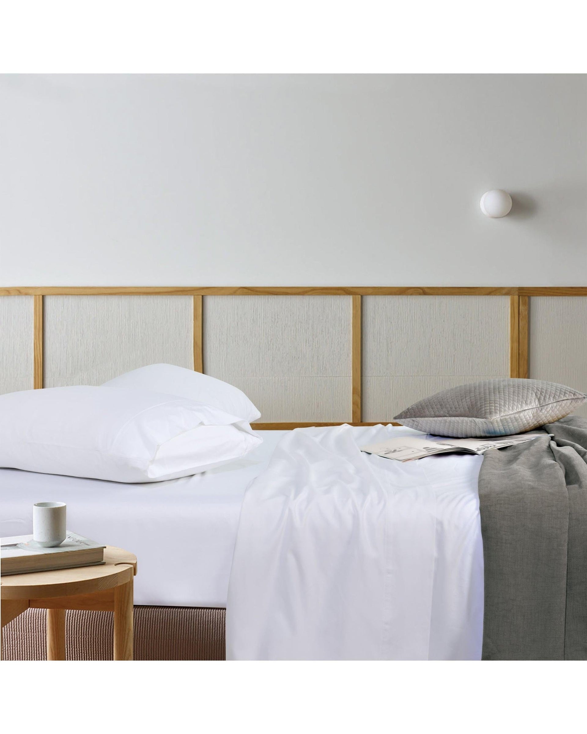Bianca Bedding Bed Sheets Bianca Bedding Rosebank Extra Long, Extra Wide Flat 500 TC Bamboo/Cotton Sheet Set - White