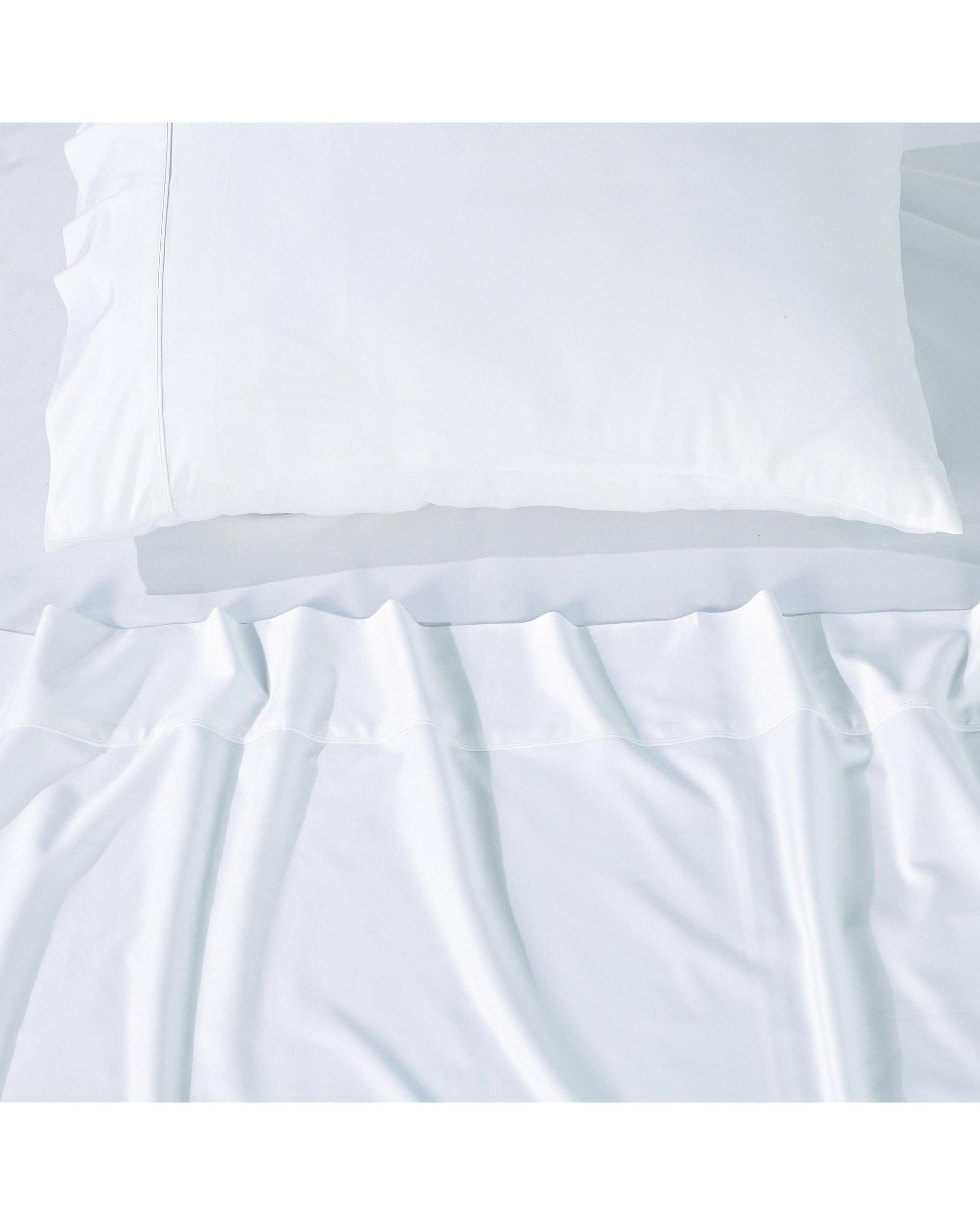 Bianca Bedding Bed Sheets Bianca Bedding Rosebank Extra Long, Extra Wide Flat 500 TC Bamboo/Cotton Sheet Set - White