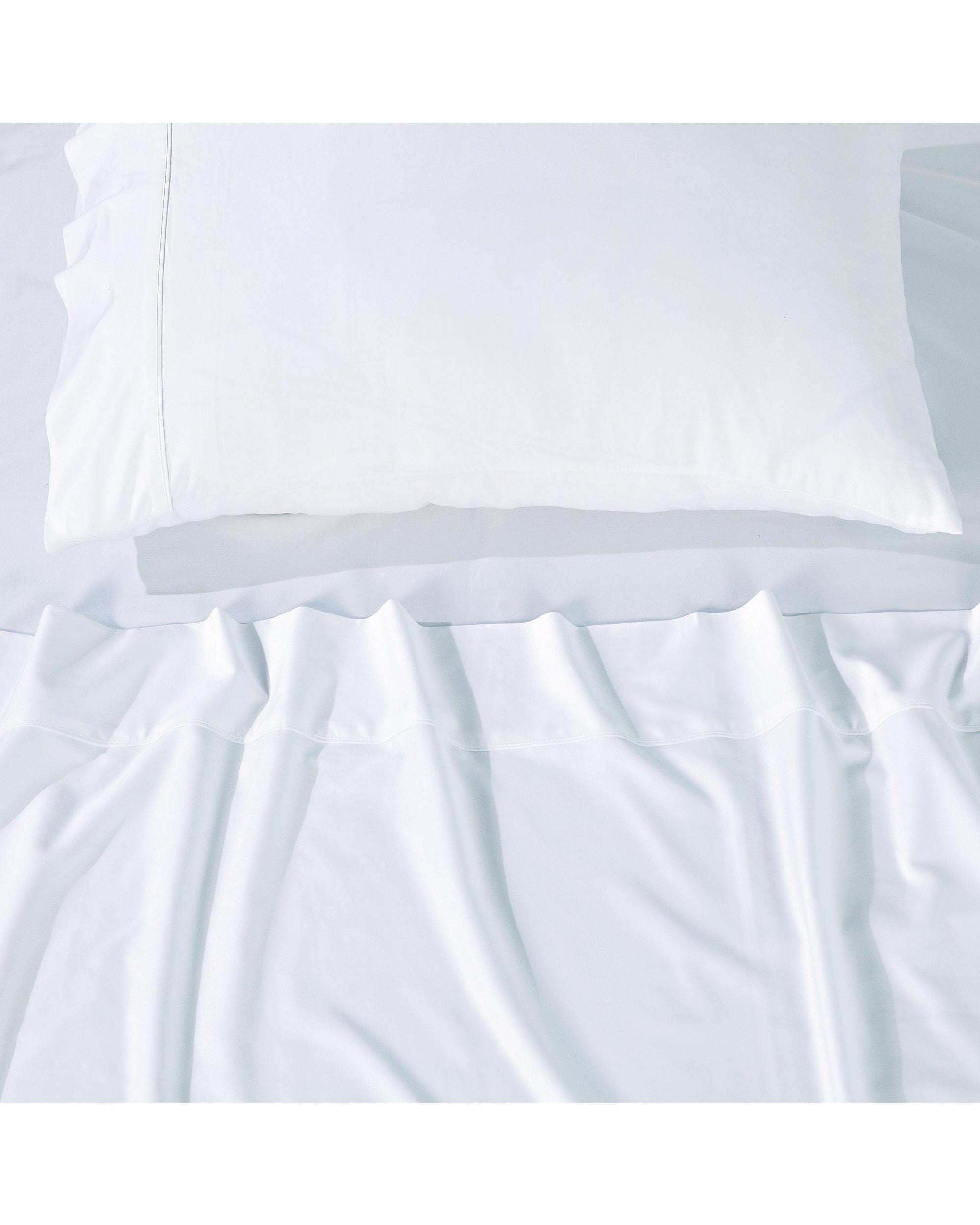 Bianca Bedding Bed Sheets Bianca Bedding Rosebank Extra Long, Extra Wide Flat 500 TC Bamboo/Cotton Sheet Set - White
