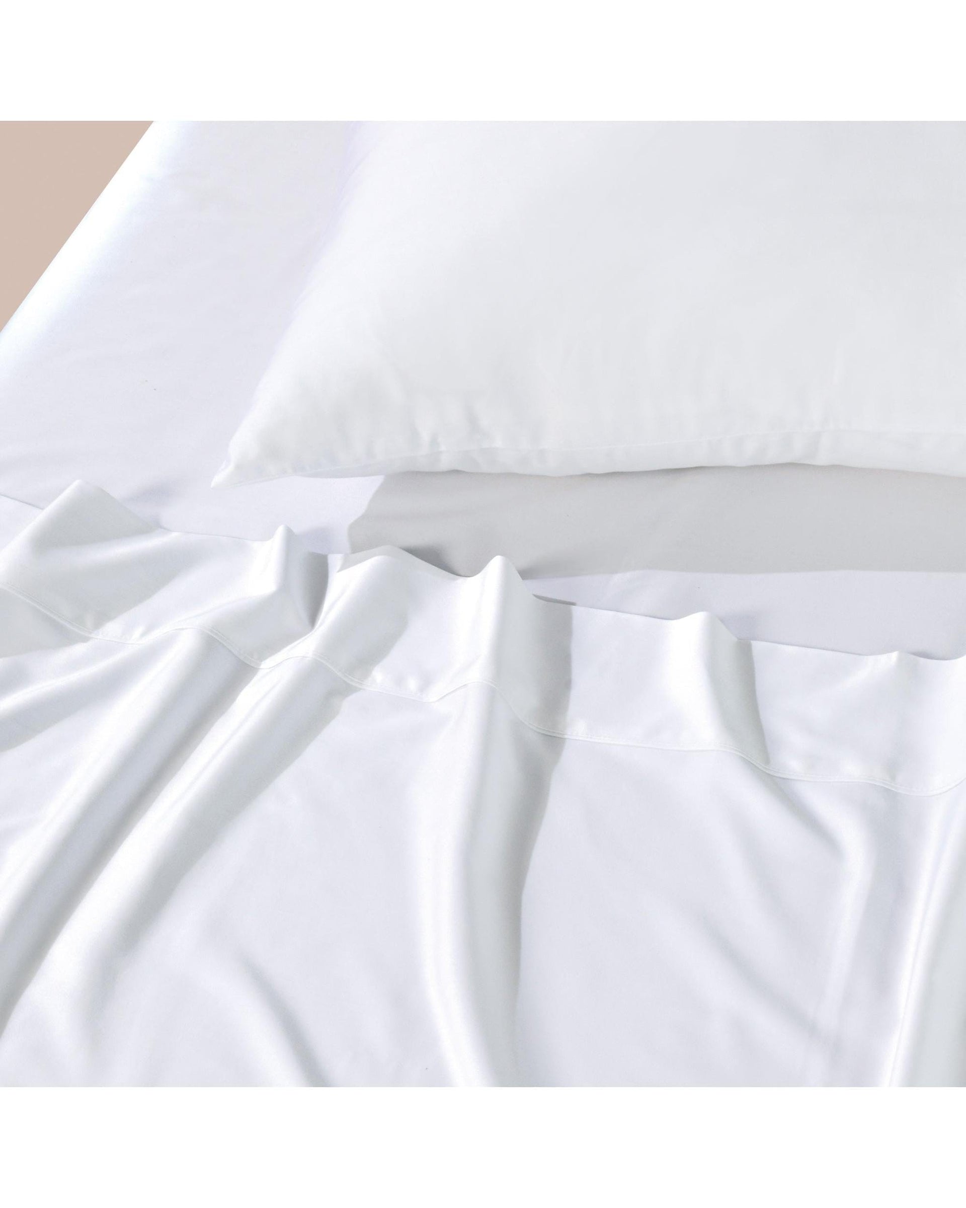 Bianca Bedding Bed Sheets Bianca Bedding Rosebank Extra Long, Extra Wide Flat 500 TC Bamboo/Cotton Sheet Set - White