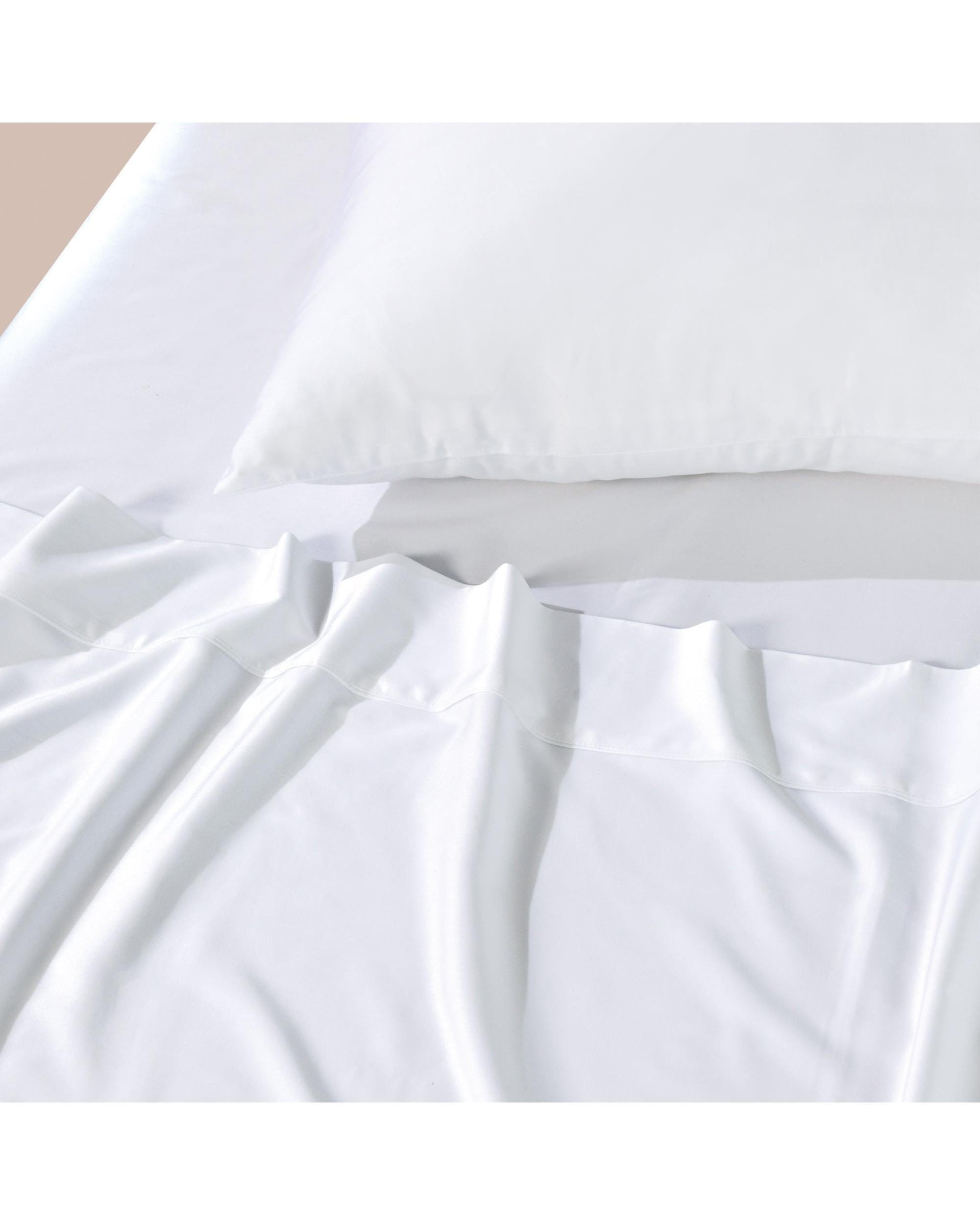Bianca Bedding Bed Sheets Bianca Bedding Rosebank Extra Long, Extra Wide Flat 500 TC Bamboo/Cotton Sheet Set - White