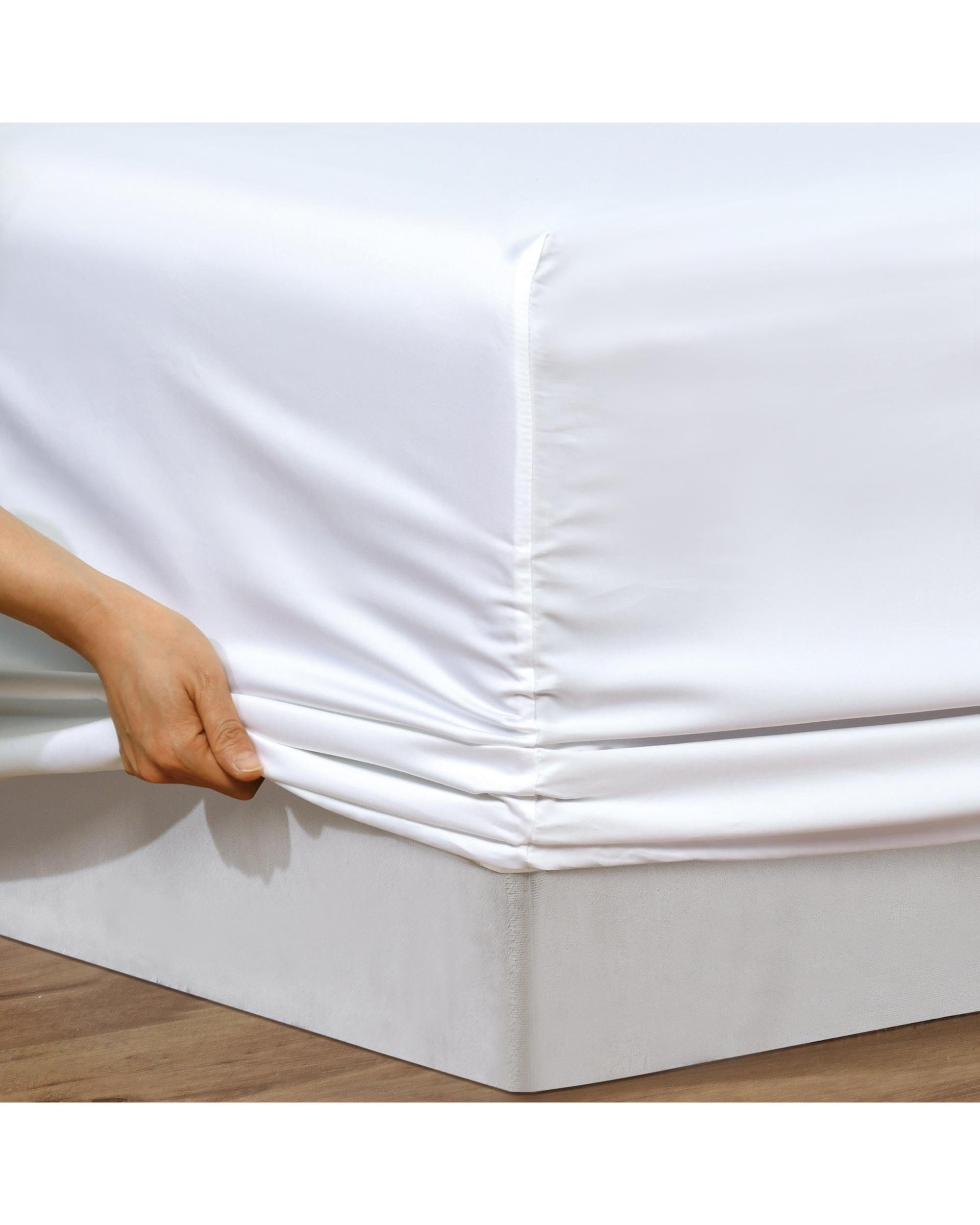 Bianca Bedding Bed Sheets Bianca Bedding Rosebank Extra Long, Extra Wide Flat 500 TC Bamboo/Cotton Sheet Set - White