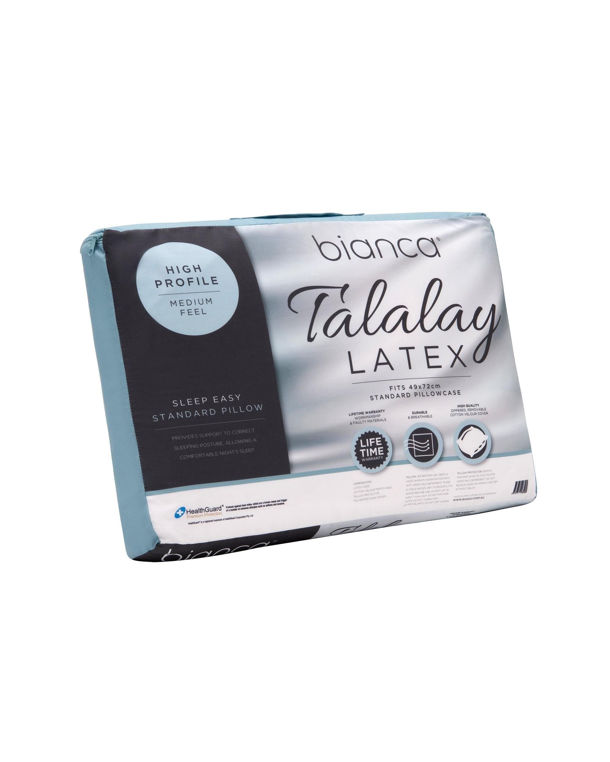 Bianca Bedding Pillows/Cushions Bianca Bedding SLEEP EASY HIGH PROFILE MEDIUM FEEL TALALAY LATEX PILLOW