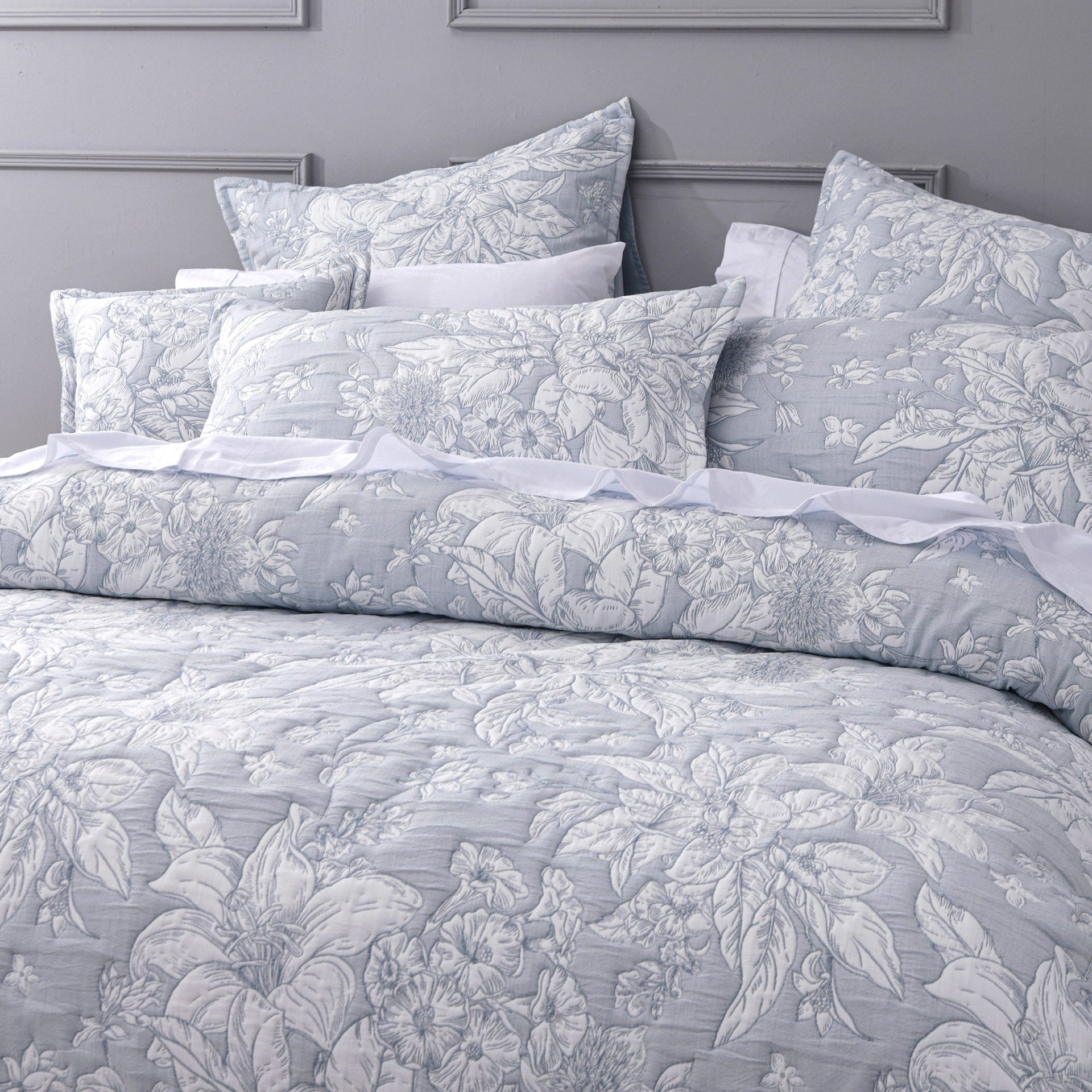 Bianca Bedding Quilt Cover Bianca Whispering Lily Powder Blue Polyester Quilt Cover Set