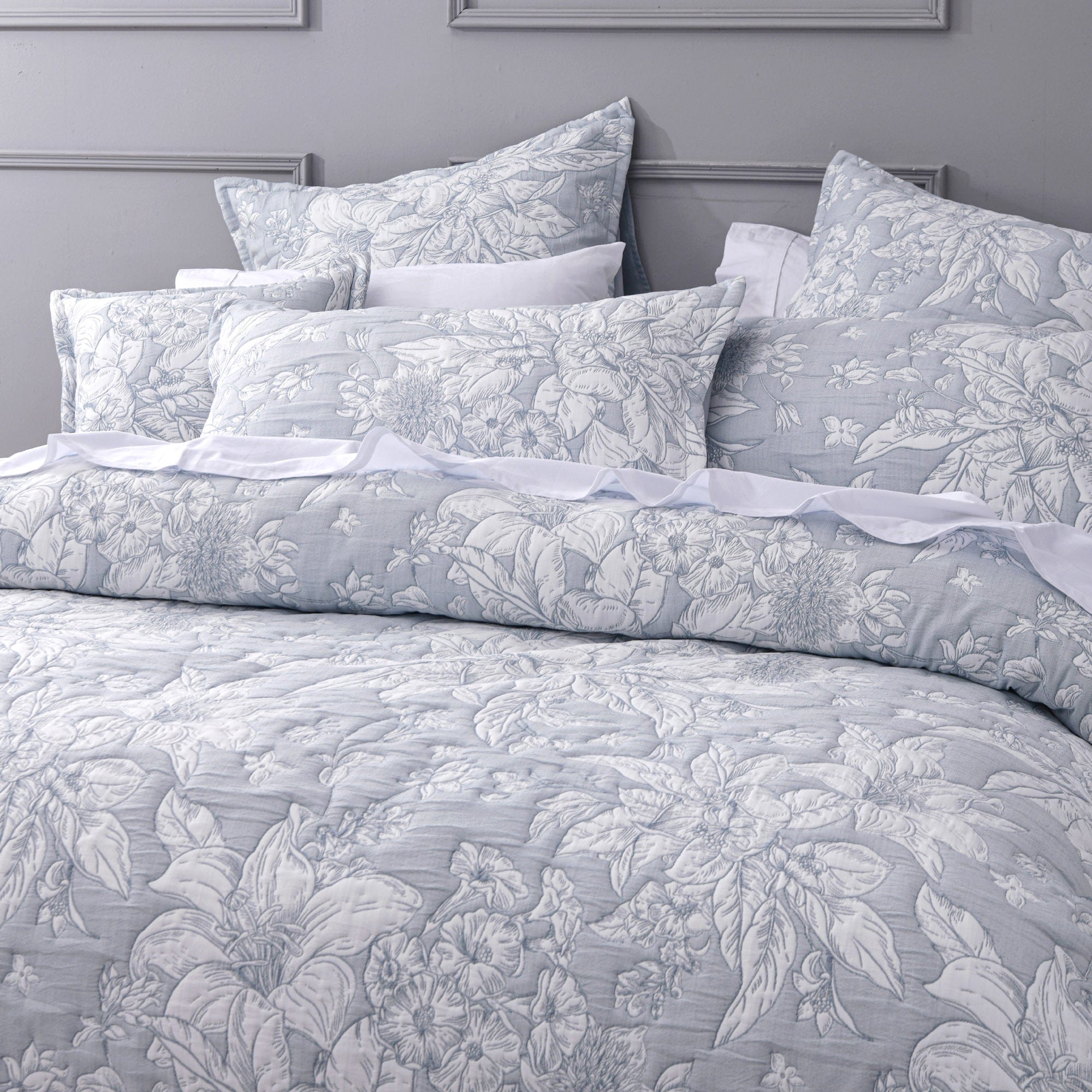 Bianca Bedding Quilt Cover Bianca Whispering Lily Powder Blue Polyester Quilt Cover Set