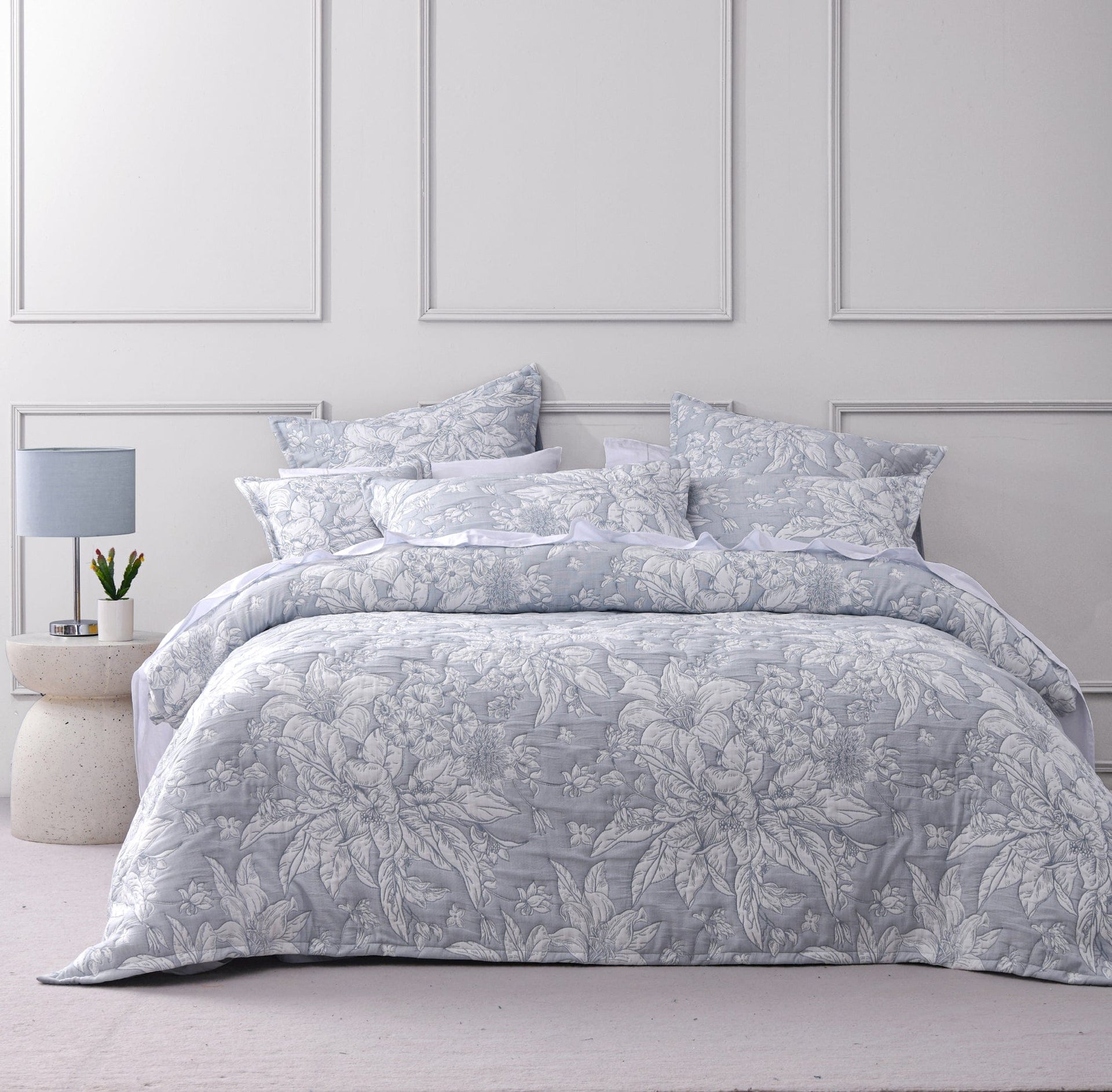 Bianca Bedding Quilt Cover Bianca Whispering Lily Powder Blue Polyester Quilt Cover Set