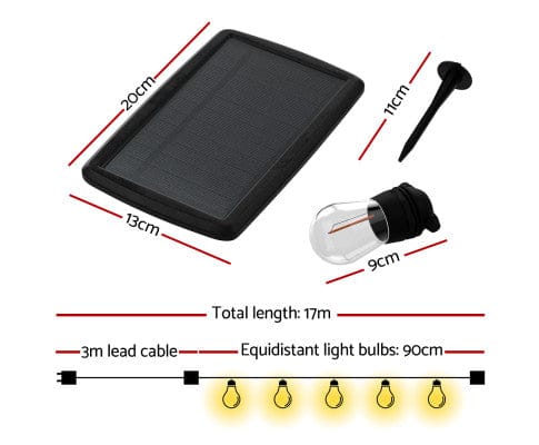 Big Bedding Australia Lamp 34m Solar Festoon Lights Outdoor 30 LED String Light Christmas
