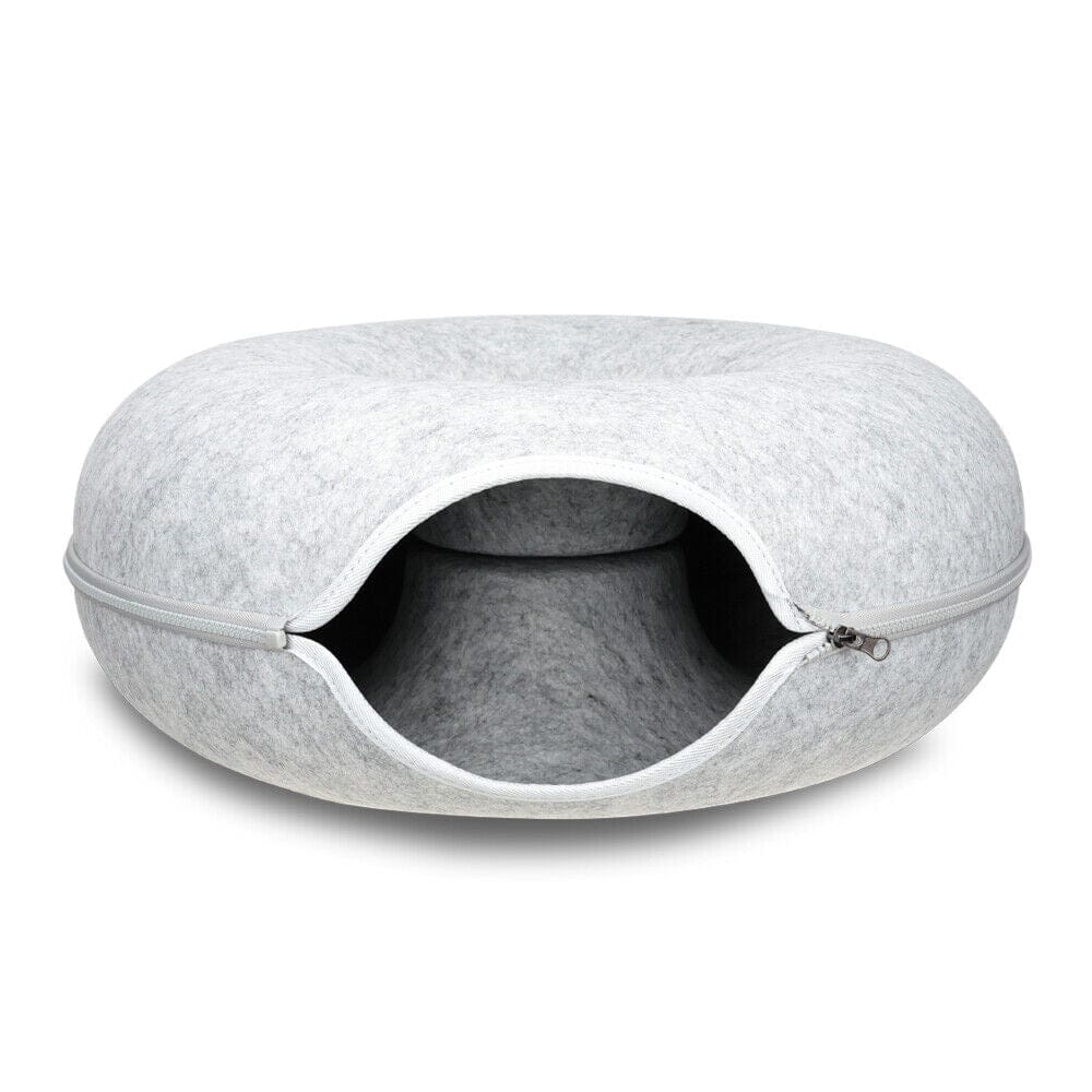 Big Bedding Australia Cat Bed 59 x 29cm Cat Tunnel Bed Dark Grey Felt Pet Puppy Nest Cave Toy Light Grey