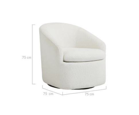 Big Bedding Australia Accent Chair Carrie White Boucle Swivel Chair