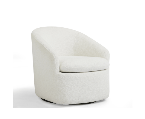 Big Bedding Australia Accent Chair Carrie White Boucle Swivel Chair