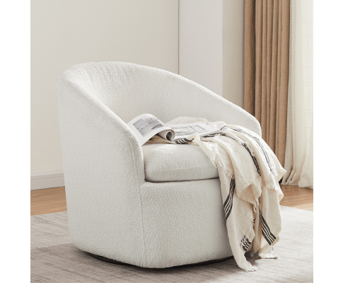 Big Bedding Australia Accent Chair Carrie White Boucle Swivel Chair