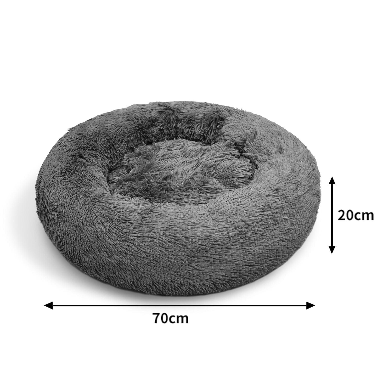 Big Bedding Australia Cat Bed Dog Pet Cat Calming Bed Warm Plush Round Nest Comfy Sleeping Bed Dark Grey 70cm
