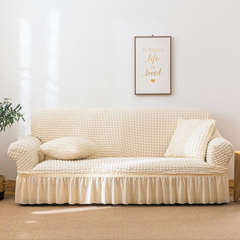 Big Bedding Australia Sofa Cover Elastic sofa cover wax white (305-360cm)