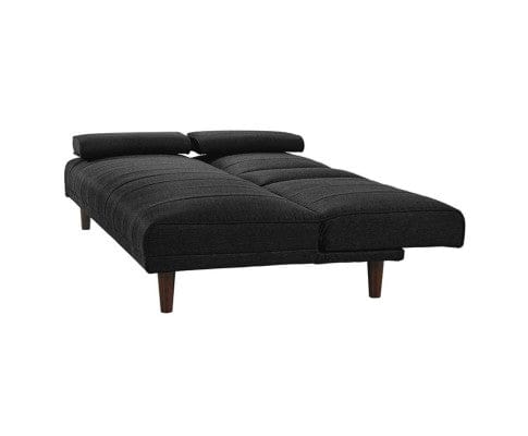 Big Bedding Australia Sofa Fabric Sofa Bed with Cup Holder 3 Seater Lounge Couch - Charcoal