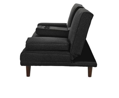 Big Bedding Australia Sofa Fabric Sofa Bed with Cup Holder 3 Seater Lounge Couch - Charcoal