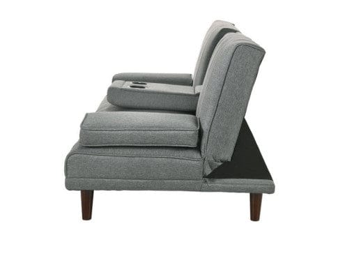 Big Bedding Australia Sofa Fabric Sofa Bed with Cup Holder 3 Seater Lounge Couch - Light Grey