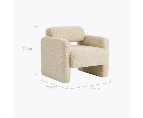 Big Bedding Australia Accent Chair Lilah Modern Boucle Fabric Armchair - Light Sand