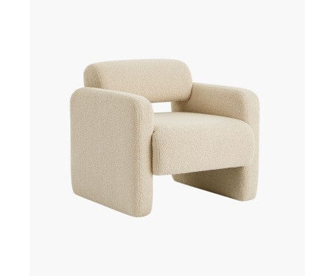Big Bedding Australia Accent Chair Lilah Modern Boucle Fabric Armchair - Light Sand