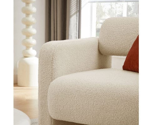 Big Bedding Australia Accent Chair Lilah Modern Boucle Fabric Armchair - Light Sand
