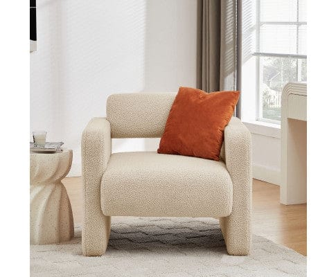 Big Bedding Australia Accent Chair Lilah Modern Boucle Fabric Armchair - Light Sand