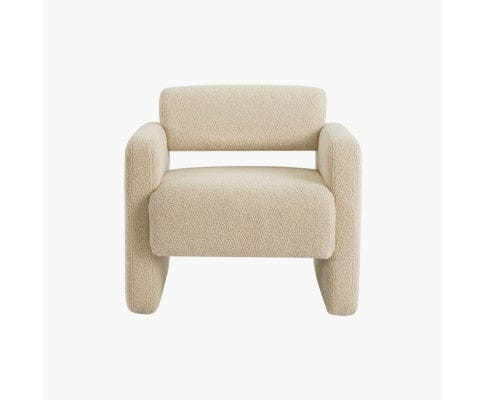 Big Bedding Australia Accent Chair Lilah Modern Boucle Fabric Armchair - Light Sand