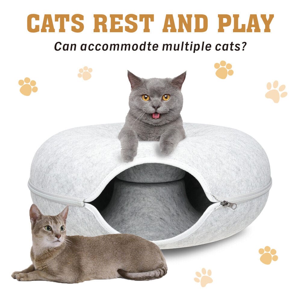 Big Bedding Australia Cat Bed Medium Cat Tunnel Bed Light Grey Felt Pet Puppy Nest Cave House Interactive Toy