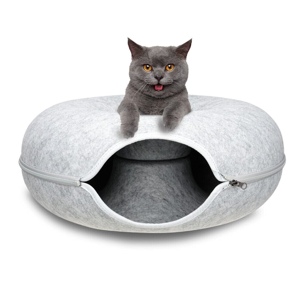 Big Bedding Australia Cat Bed Medium Cat Tunnel Bed Light Grey Felt Pet Puppy Nest Cave House Interactive Toy