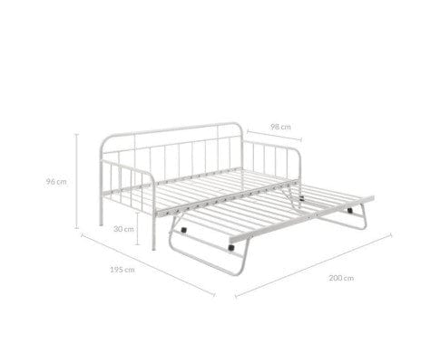 Big Bedding Australia Bedframe Metal Daybed Pop Up Trundle Sofa Bed Frame Single Size White
