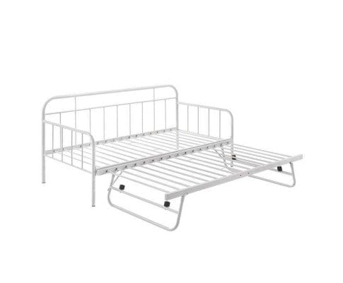 Big Bedding Australia Bedframe Metal Daybed Pop Up Trundle Sofa Bed Frame Single Size White