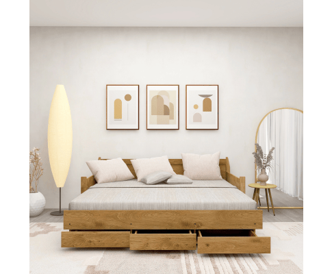 Big Bedding Australia Bedframe Mica Natural Wooden Day Bed with 3 Drawers Sofa Bed Frame